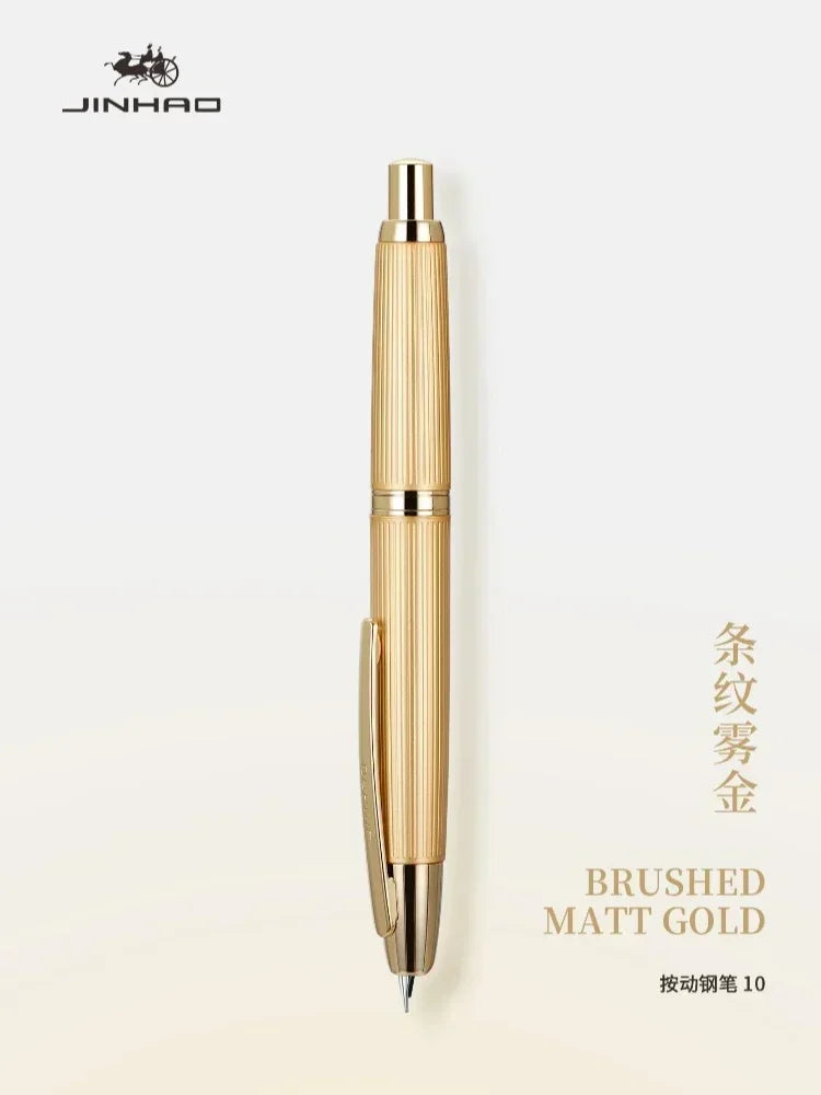 JINHAO 10 pluma estilográfica de prensa, punta retráctil EF/F de Metal con Clip, convertidor de pluma de tinta para escribir, suministros escolares, papelería PK A1 A2