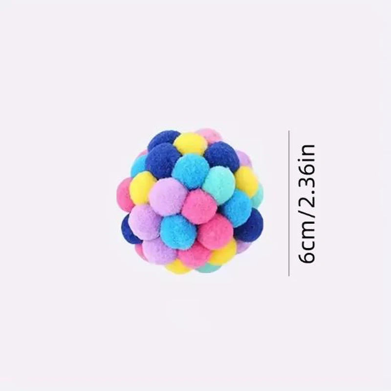 1/3 Piezas Juguetes Populares para Gatos, Pelota de Peluche con Campana Rebotadora y Pompones Coloridos, Suministros para Mascotas, Color Aleatorio, de Lana
