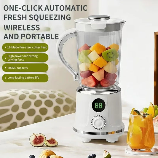 Licuadora Eléctrica Inalámbrica Portátil, 12 Cuchillas, 3000mAh, Exprimidor de Frutas, Uso Doméstico, Trituradora de Hielo, Mezcladora de Alimentos Auxiliar para Naranjas