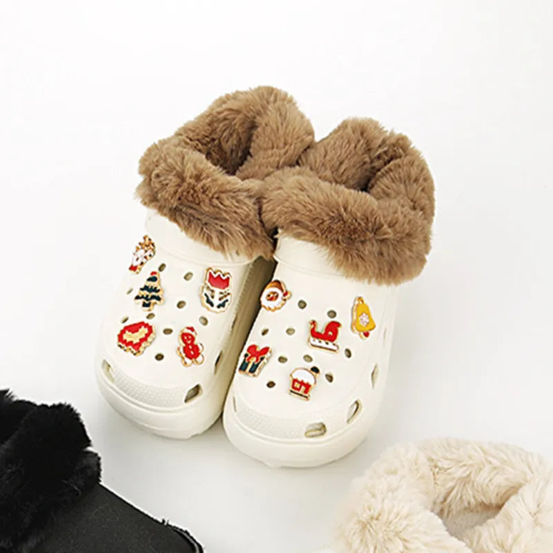 10 Uds. Nueva serie navideña, adornos para zapatos con agujeros, bonitos zapatos de Reno de dibujos animados, hebilla DIY, accesorios para zapatos con agujeros 3D