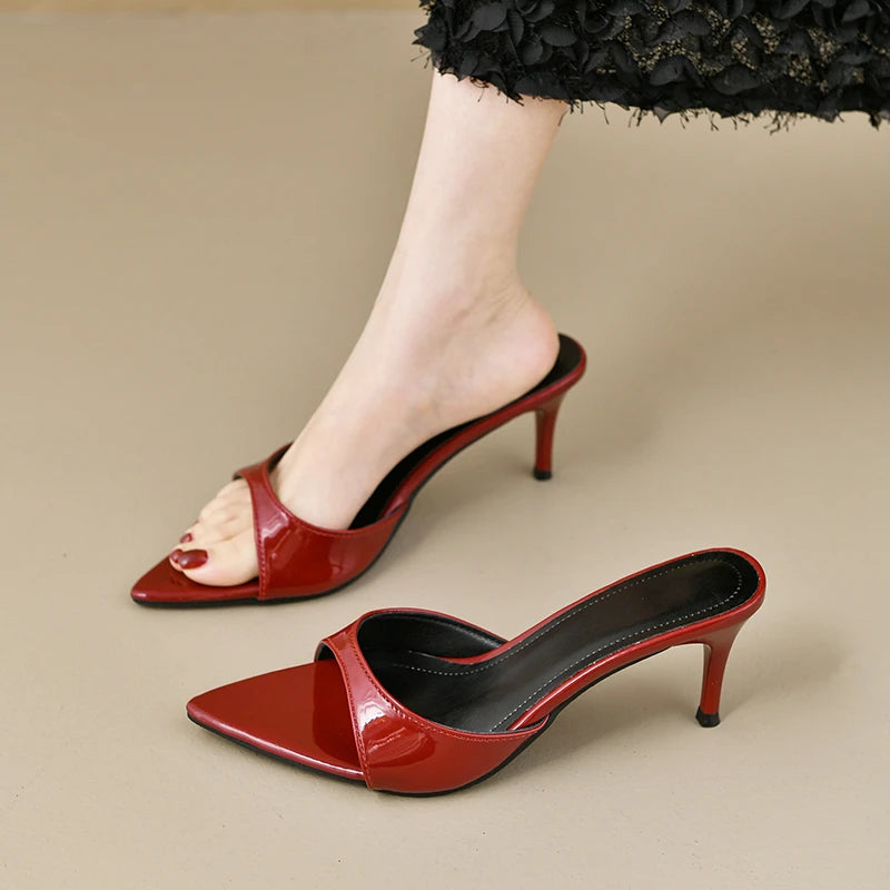 Tacones altos para mujer, moda de verano para mujer, tacones de aguja clásicos puntiagudos con punta abierta, sandalias sexis de fiesta para mujer