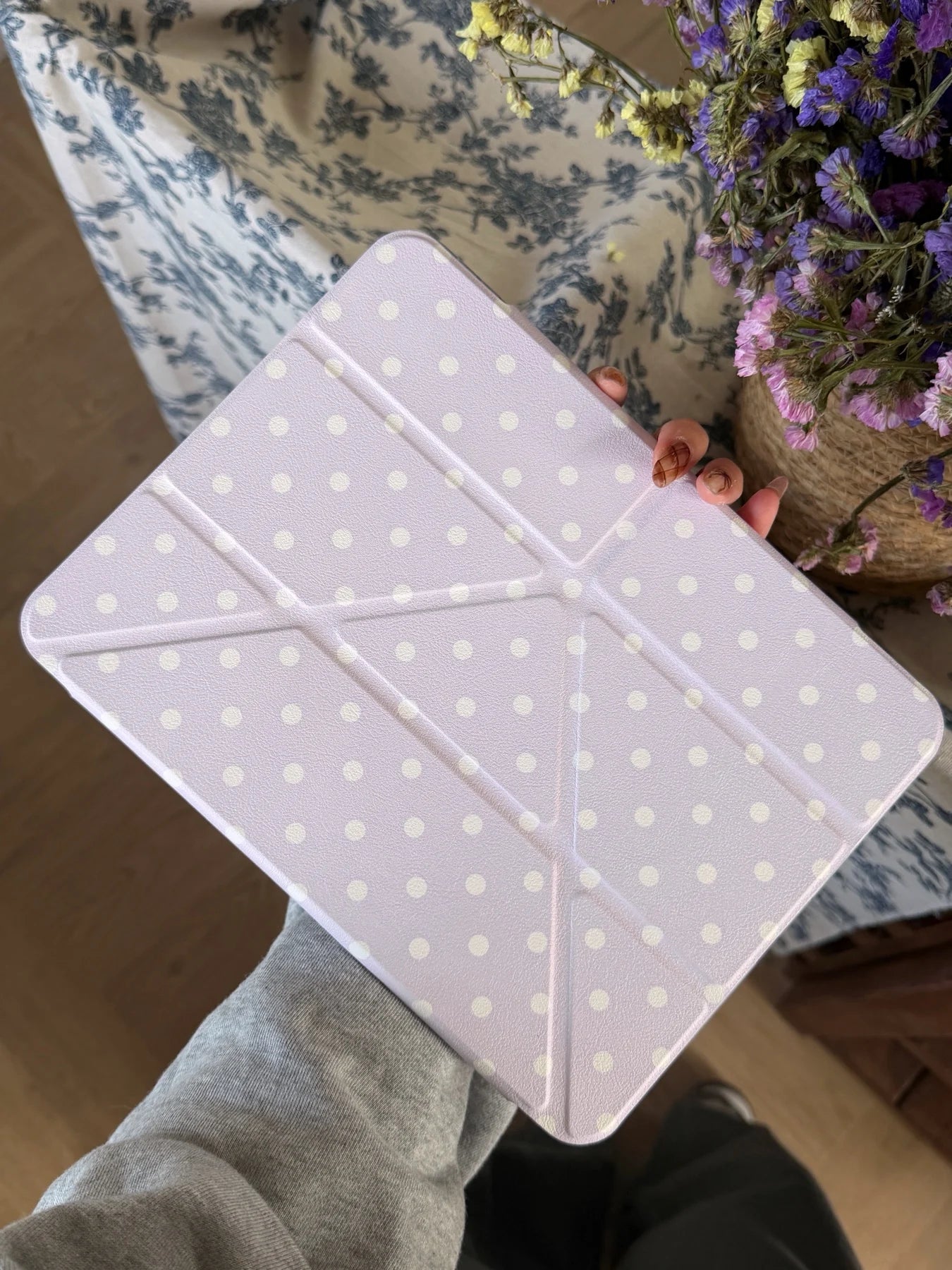 Funda para iPad plegable en Y con lunares y cierre a presión (6 colores) para iPad10/11th Air 11 4/5 10,9 Pro 11 12,9 iPad 10,2 7/8/9th Gen