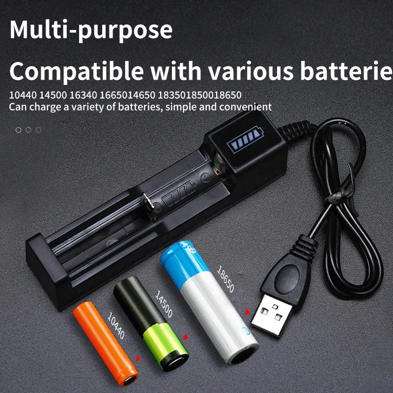 Cargador de batería 18650, 1/2/4 ranuras, carga Dual 18650, batería de litio recargable de 3,7 V, cargador USB para 16340 14500 18650