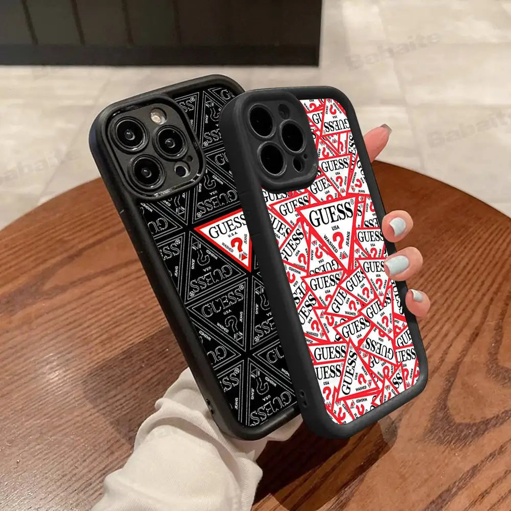 Funda de Silicona Suave para Teléfono de la Marca de Moda G-Guess para iPhone 17 16 14 13 12 11 15 Pro Max Plus Air Cover
