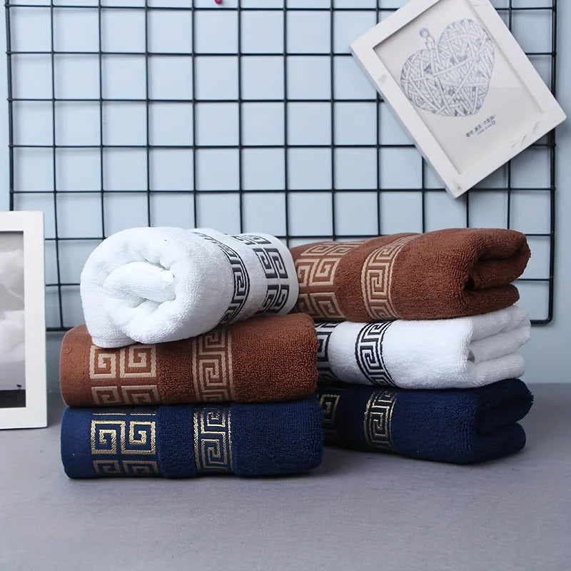 Juego de toallas de algodón con letras bordadas S - 1/2/3 piezas, toallas de mano suaves y absorbentes de jacquard para lavar la cara y las manos, para baño, gimnasio, spa