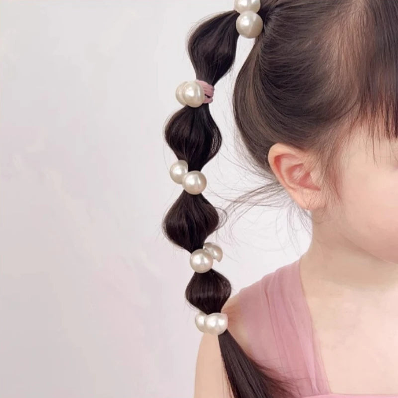 10/20/30 Uds. Lazos para el pelo de perlas para niñas, bandas elásticas para el pelo con forma de corazón y estrella para niños pequeños, sujetador de cola de caballo para niñas