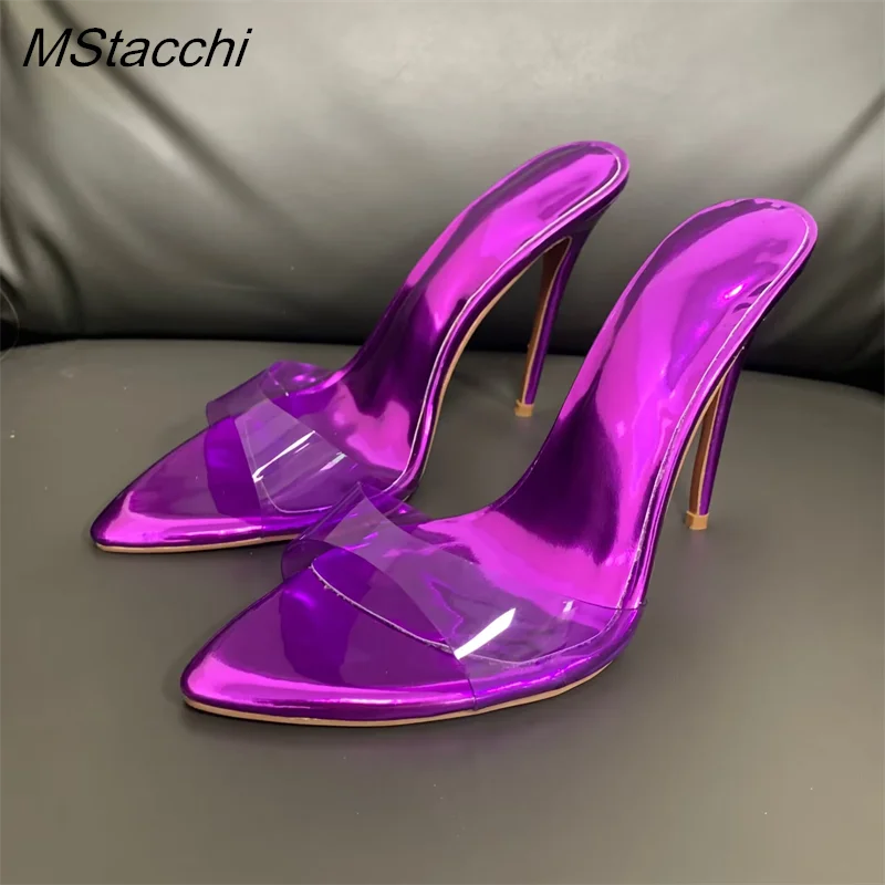 Zapatillas de tacón súper alto para mujer, zapatos de verano con punta abierta, sandalias de tacón de aguja de colores combinados, zapatos sexis de fiesta para mujer, zapatos de tacón de lujo para mujer