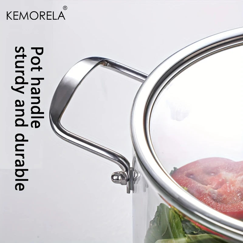 KEMORELA 1 Uds olla de cocina de vidrio 2.5L/3,5L olla de fuego resistente al calor ollas de doble mango con tapa de olla utensilios de cocina de vidrio de borosilicato