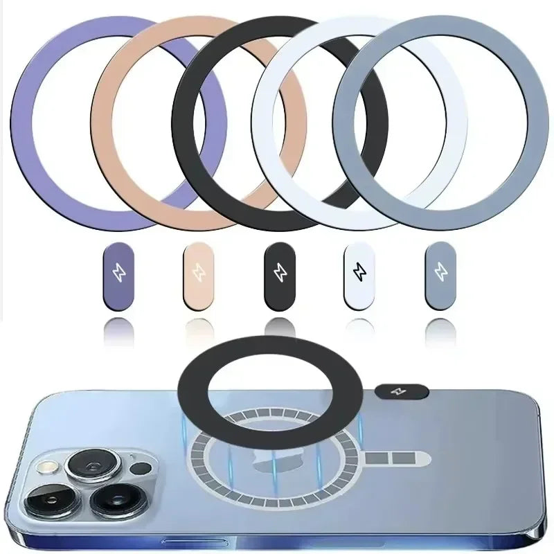 5-1 Uds Magsafe placa magnética anillo pegatina de Metal para iPhone16 15 14 teléfono móvil Lightning Magsafe pegatina para cargador de coche inalámbrico