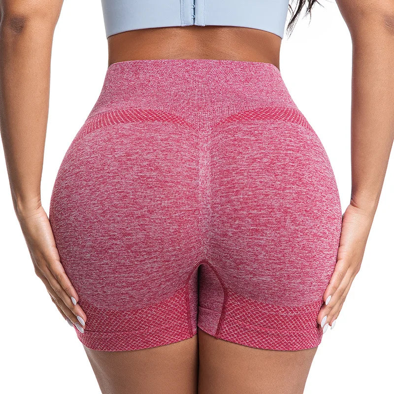 Pantalones cortos deportivos para mujer, cintura alta, elásticos, ajustados, para entrenamiento, Control corto de barriga, Sexy, Yoga, sin costuras, Fitness, levantamiento de cadera, ropa deportiva