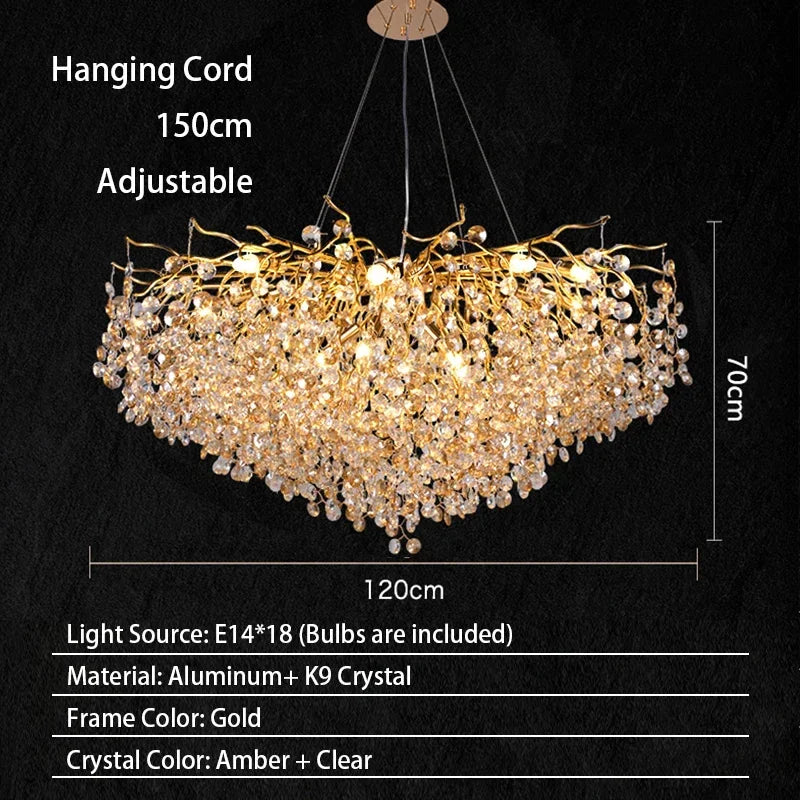 Candelabro de techo moderno para sala de estar, lámpara colgante de cristal de lujo para decoración Interior de Hotel y cocina, accesorio de iluminación