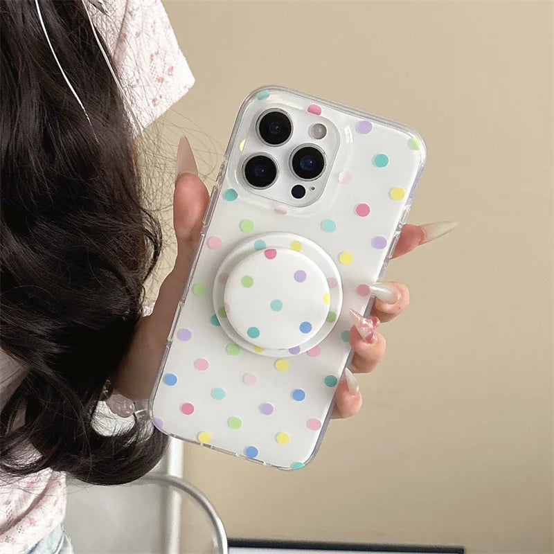 Funda de teléfono magnética Simple de lunares para iPhone 16 Pro 15 14 Pro Max 15 funda Promax con soporte Magsafe fundas bonitas a prueba de golpes
