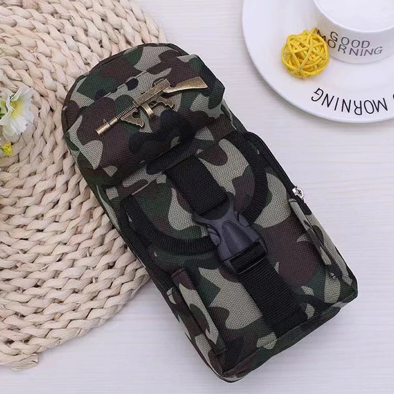 Mini estuche para lápices con mochila de camuflaje, bolsa de almacenamiento de papelería escolar de estilo militar, bolsa para bolígrafos para estudiantes y niños