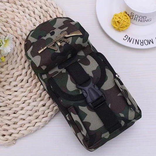 Mini estuche para lápices con mochila de camuflaje, bolsa de almacenamiento de papelería escolar de estilo militar, bolsa para bolígrafos para estudiantes y niños