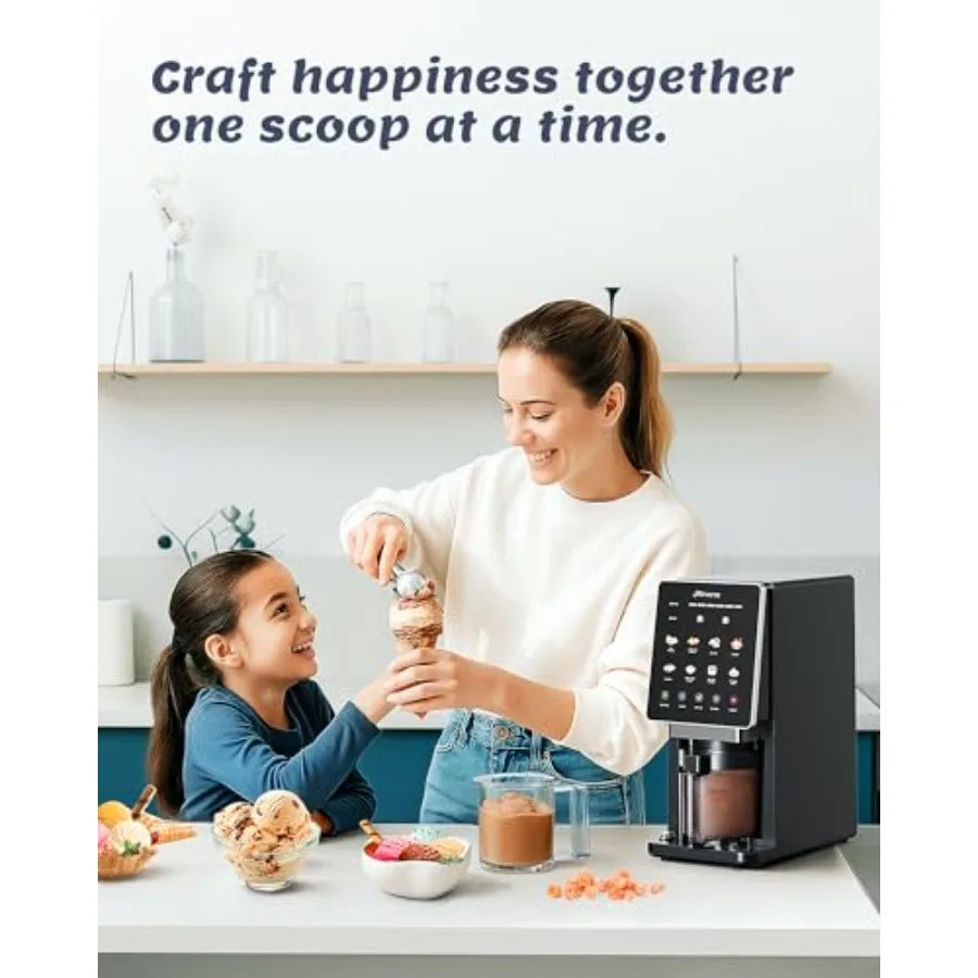 Máquina para hacer helados sin congelador, para helados caseros, gelato, granizados, yogur, sorbetes, 10 programas preestablecidos, funciones de repostería y mezcla.