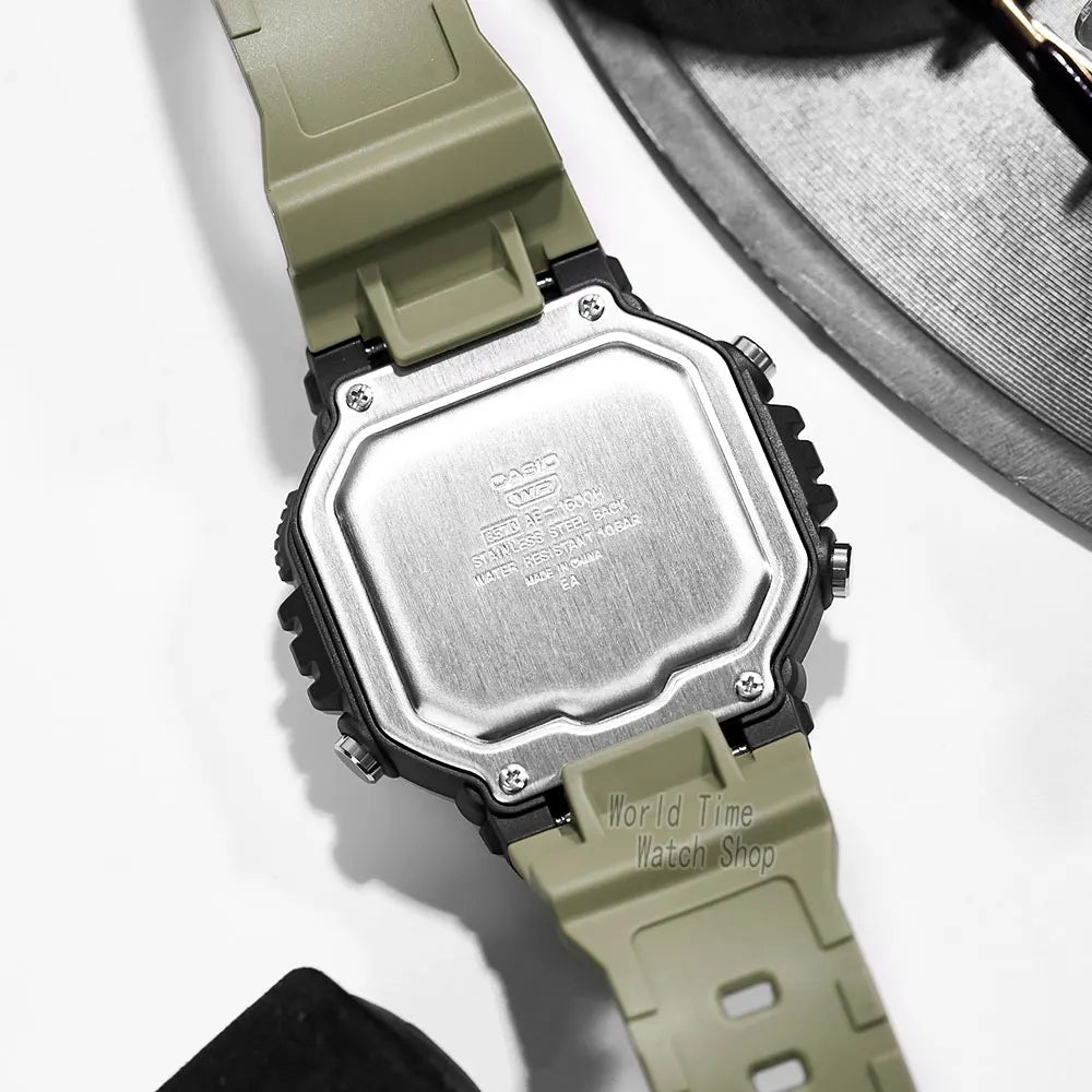 Reloj Casio con batería de 10 años de duración, 100m, resistente al agua, moda deportiva, reloj electrónico multifunción para exteriores, reloj masculino AE-1600