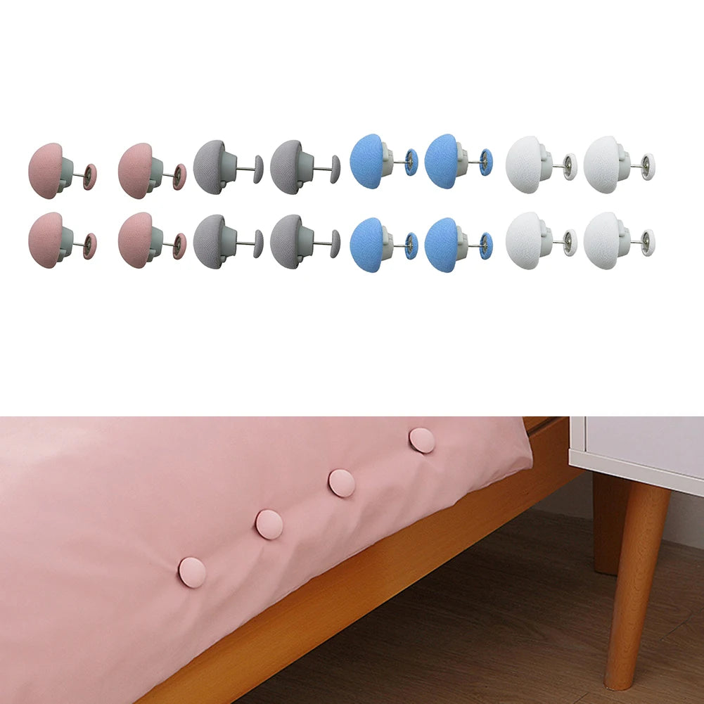 Fijador de sábanas para edredón, funda de cama con forma de seta, pinzas sin deformación, desbloqueo de un botón, 4/8 piezas