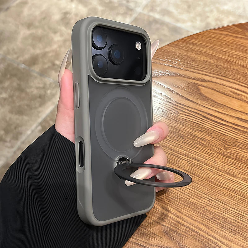 Para Magsafe Metal soporte para coche anillo funda de teléfono para iPhone 17 Pro Max 17 Air 16 15 Pro 14 13 12 11 cubierta trasera de parachoques magnético