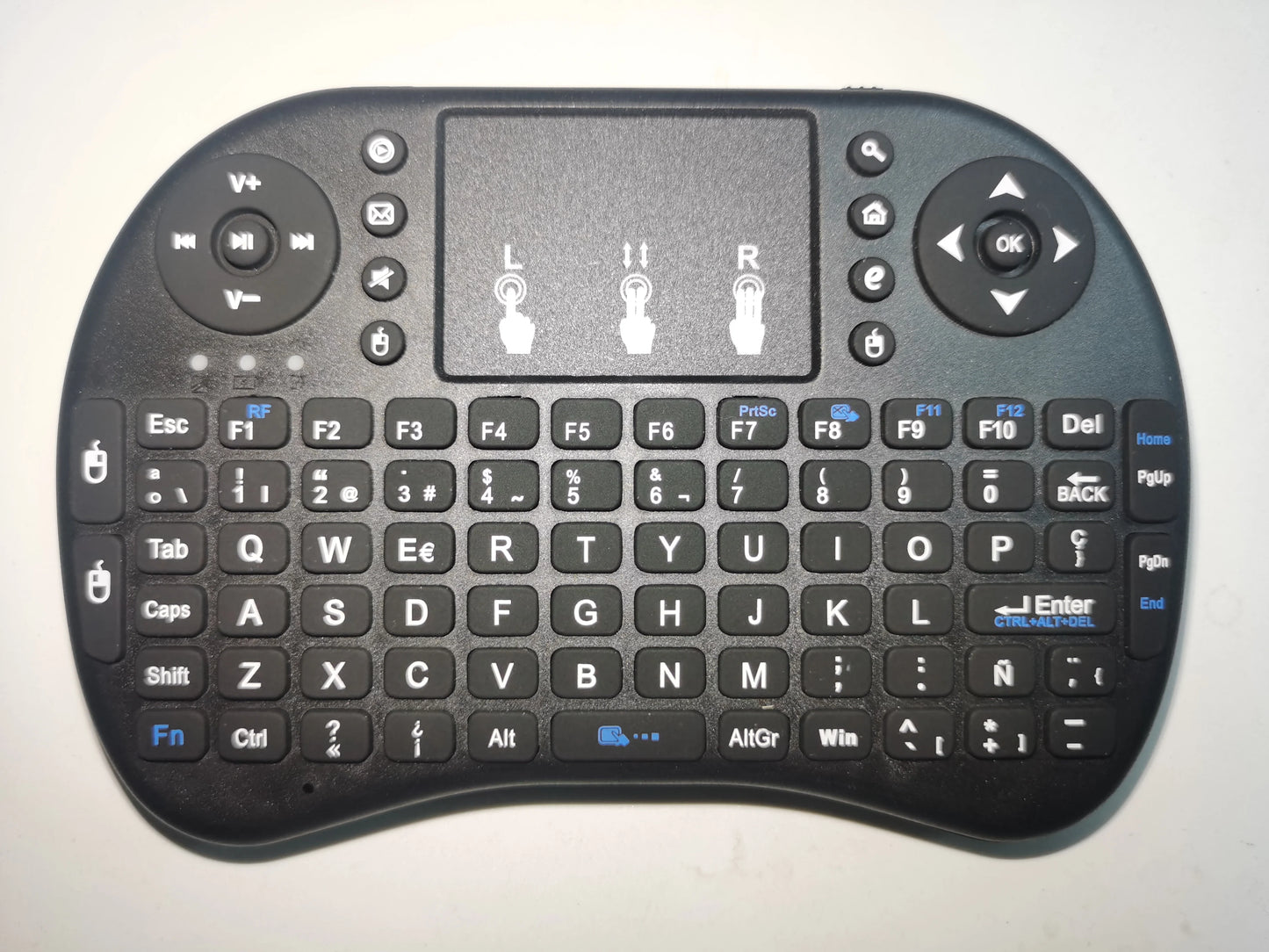 Miniteclado inalámbrico retroiluminado, periférico con Touchpad N, RGB, PC, TV Box, español, francés, Azerty, ruso, portugués, idioma de Brasil