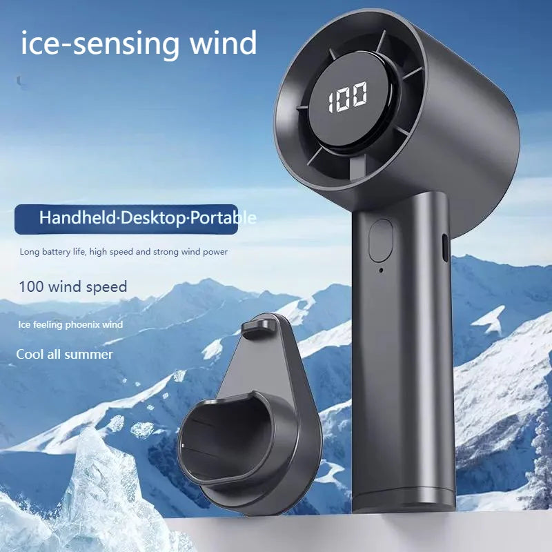 Mini ventilador portátil de mano con pantalla LED refrigeración semiconductora 100 velocidades batería recargable USB ventilador para exteriores