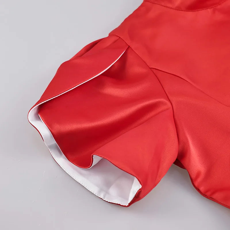 Minivestido elegante con lazo blanco para mujer, vestidos cortos de lujo, vestidos informales negros y rojos para fiesta de noche, cumpleaños y verano