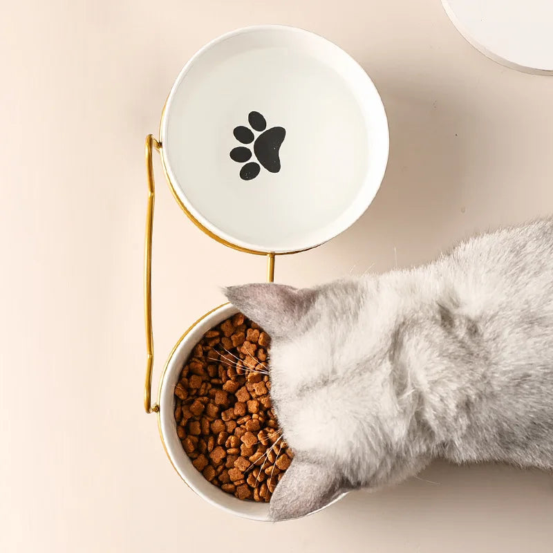 1-3 uds protección Cervical creativa suministros para mascotas tazón doble de cerámica para gatos tazón de cerámica para gatos tazón de comida tazón de comida para perros agua potable tazón de comida