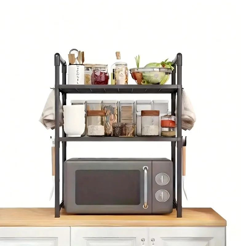 Estante de Cocina Resistente, Soporte para Horno de Microondas de Pie, Estante de Almacenamiento de 2 Niveles, Organizador para Freidora de Aire, Soporte para Ollas
