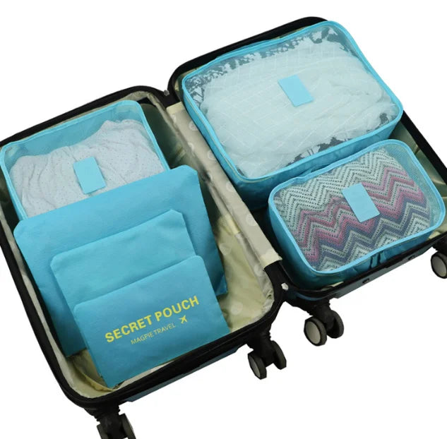 Organizador de viaje portátil para mujer, bolsas de almacenamiento de equipaje, ropa, zapatos, 6 piezas