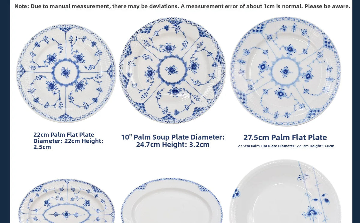 Juego de vajilla de porcelana blanca de Jingdezhen con diseño de hierba Tang azul y blanca, plato llano para uso doméstico, t...