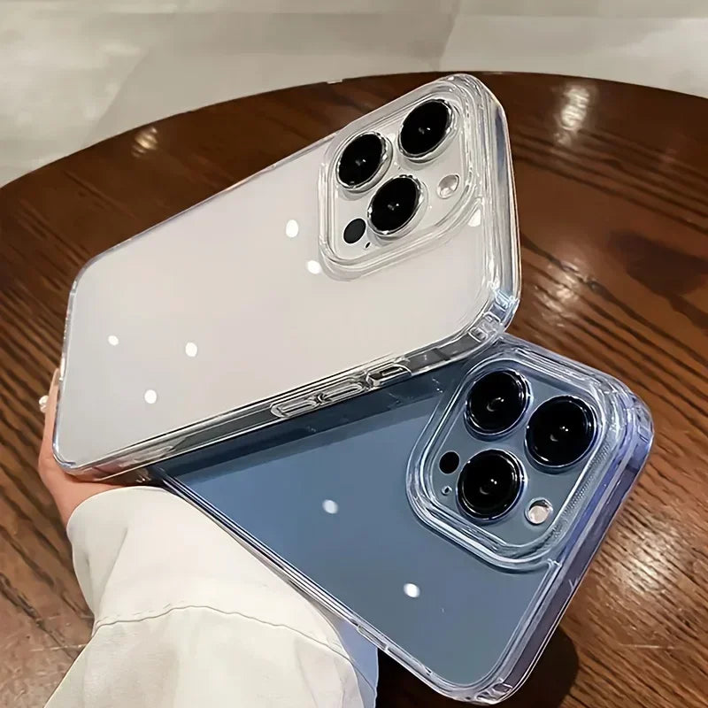 Funda de teléfono transparente de lujo para iPhone 17 Air 16 15 14 Plus 13 12 11 Pro Max a prueba de golpes HD cubierta trasera acrílica dura transparente