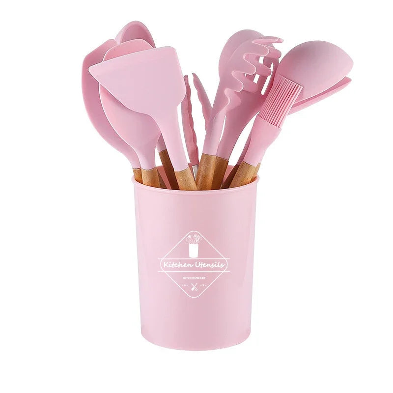 Kit de cocina de silicona de 12 piezas, utensilios de calidad alimentaria, juegos de cocina, espátula giratoria, cuchara medidora, utensilios de cocina prácticos, herramienta Kitchenwa