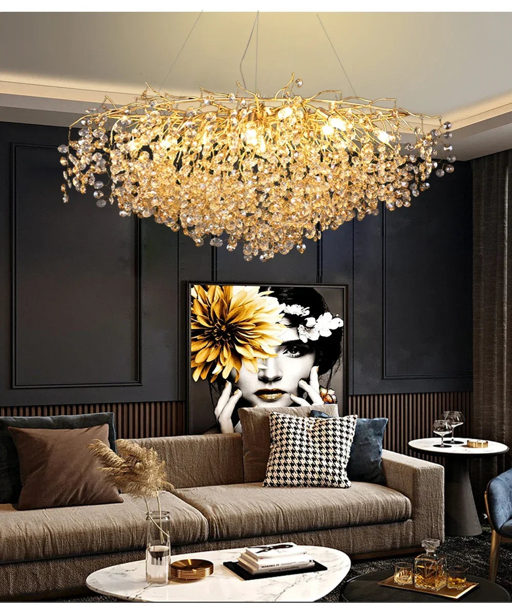 Candelabro de techo moderno para sala de estar, lámpara colgante de cristal de lujo para decoración Interior de Hotel y cocina, accesorio de iluminación