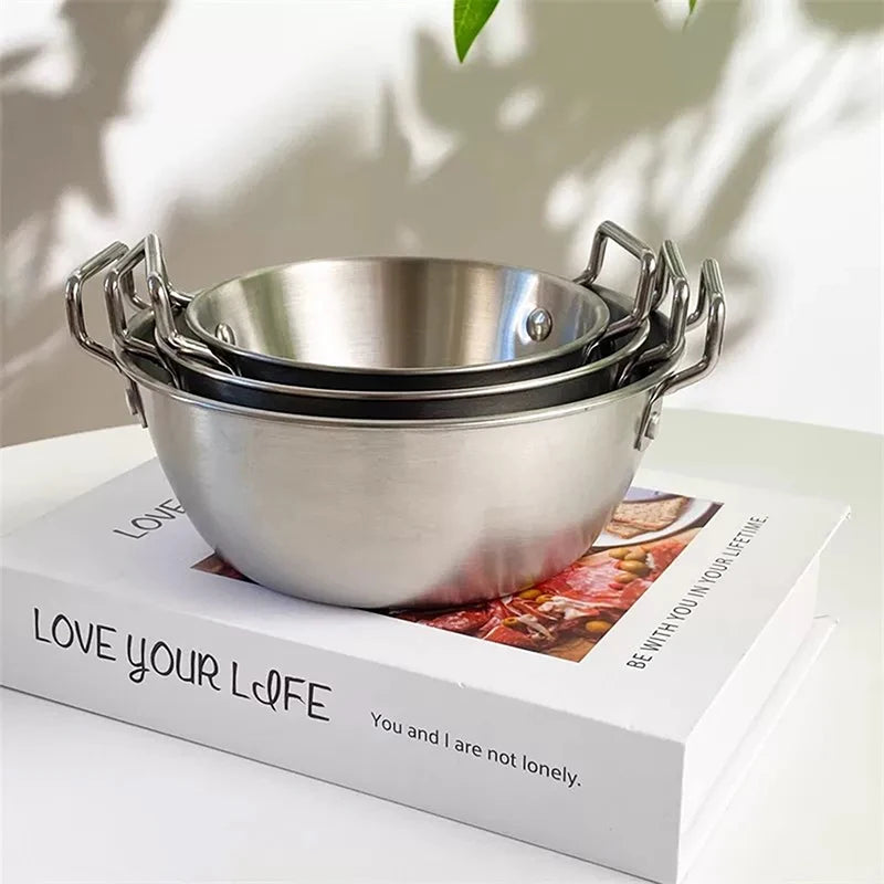 Olla para cocinar con asa de acero inoxidable para cocina, olla para mariscos y arroz, paellera para cocina casera, platos para aperitivos de picnic