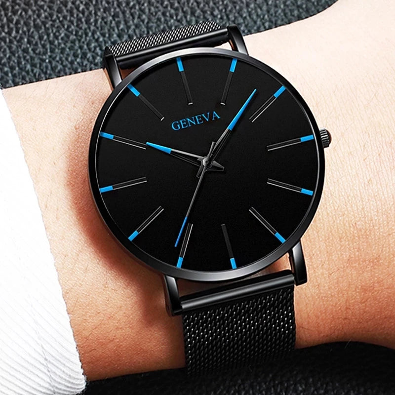 Reloj de pulsera de cuarzo para hombre minimalista ultrafina