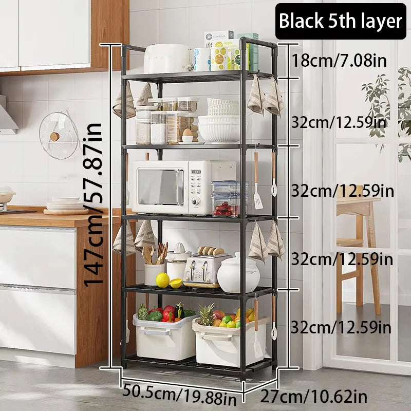 Estantes de Almacenamiento de Múltiples Niveles para la Cocina, Diseñados con 4/5 Pisos, Ideales para Almacenamiento en Cocina, Dormitorio y Baño