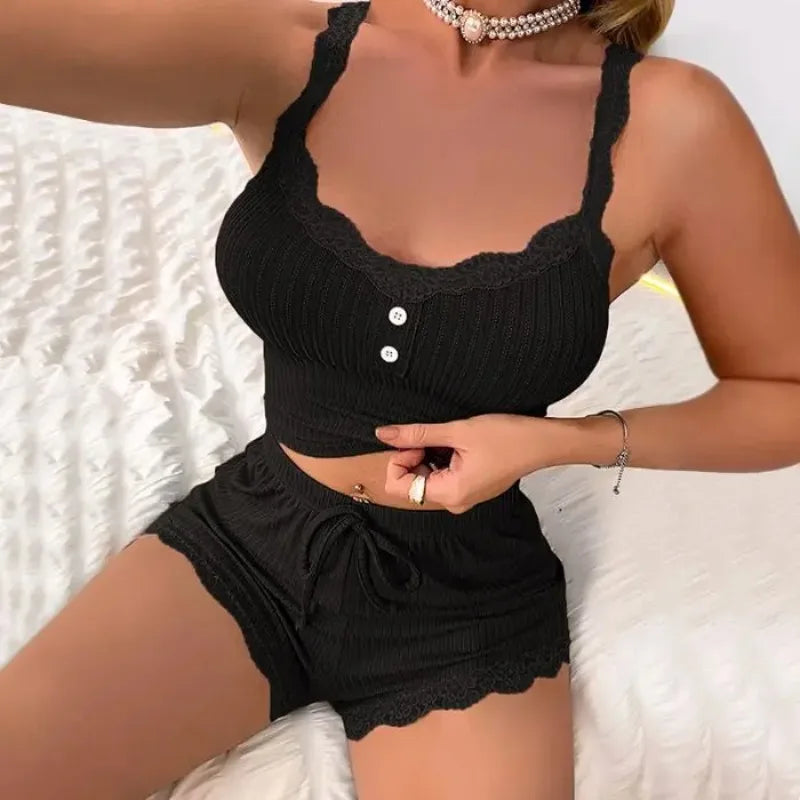 Conjuntos de Pijama para mujer, Pijama, conjunto de verano para mujer, ropa de dormir Sexy para mujer, pantalones para dormir, ropa interior para dormir