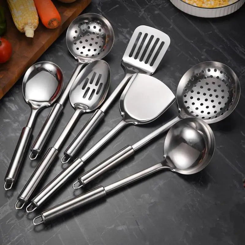 Utensilios de cocina, utensilios de cocina, pala de acero inoxidable, cuchara para sopa, utensilios giratorios, vajilla, herramienta de cocina, utensilios de cocina