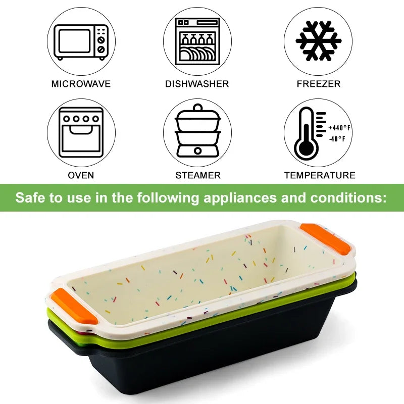 Bandeja rectangular de silicona para hornear, herramientas antiadherentes para molde, pan, tostada, tarta, larga, cuadrada