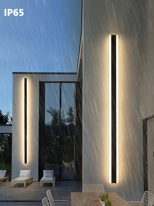 Lámparas de pared para exteriores, línea impermeable, luces de pared minimalistas, tira larga IP65, decoración de parque de jardín, luces de pared de fondo de Villa