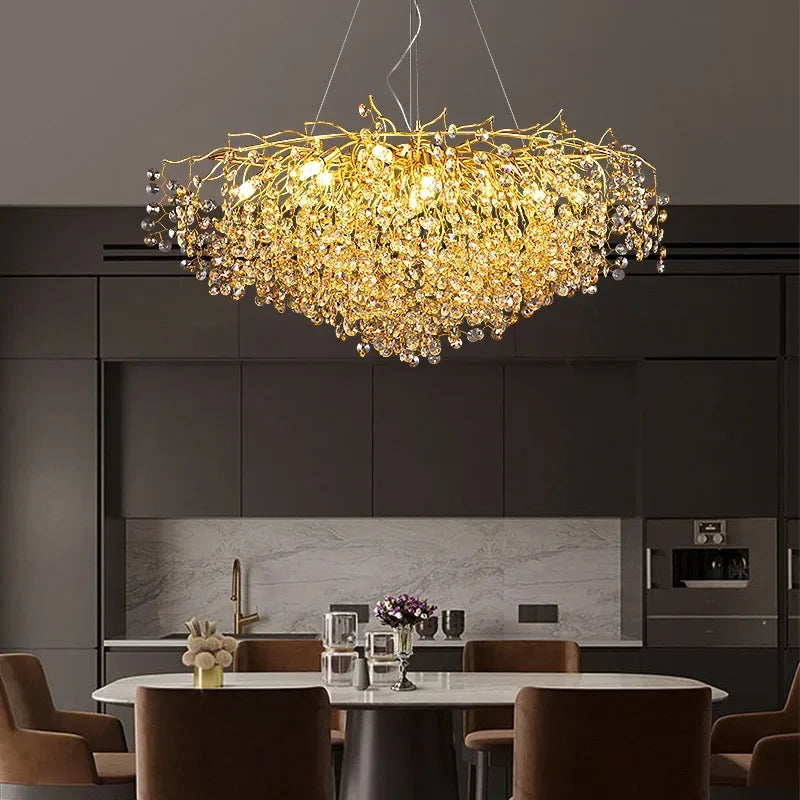 Candelabro de techo moderno para sala de estar, lámpara colgante de cristal de lujo para decoración Interior de Hotel y cocina, accesorio de iluminación