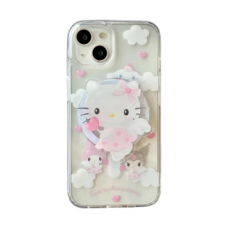 Sanrio Hello Kitty Melody Kuromi soporte magnético Magsafe funda de teléfono con carga inalámbrica para iPhone 16 15 14 13 12 11 Pro Max