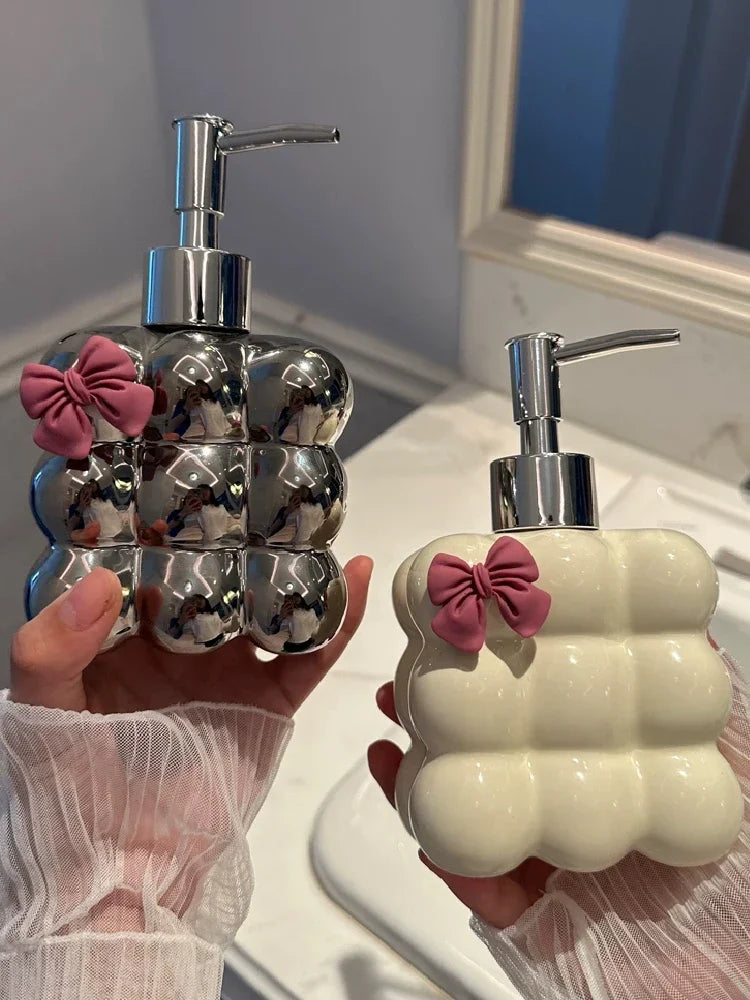 Suministros de baño, botella de emulsión de cerámica, botella de prensa de Gel de ducha para baño, dispensador de jabón creativo, decoración de baño moderna
