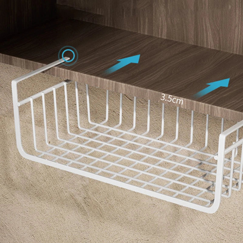Cesta de Alambre Colgante para Debajo del Estante, Soporte de Gran Capacidad para Debajo del Gabinete, Estantes de Almacenamiento Adicionales, Cestas Deslizables, Organizador para Cocina