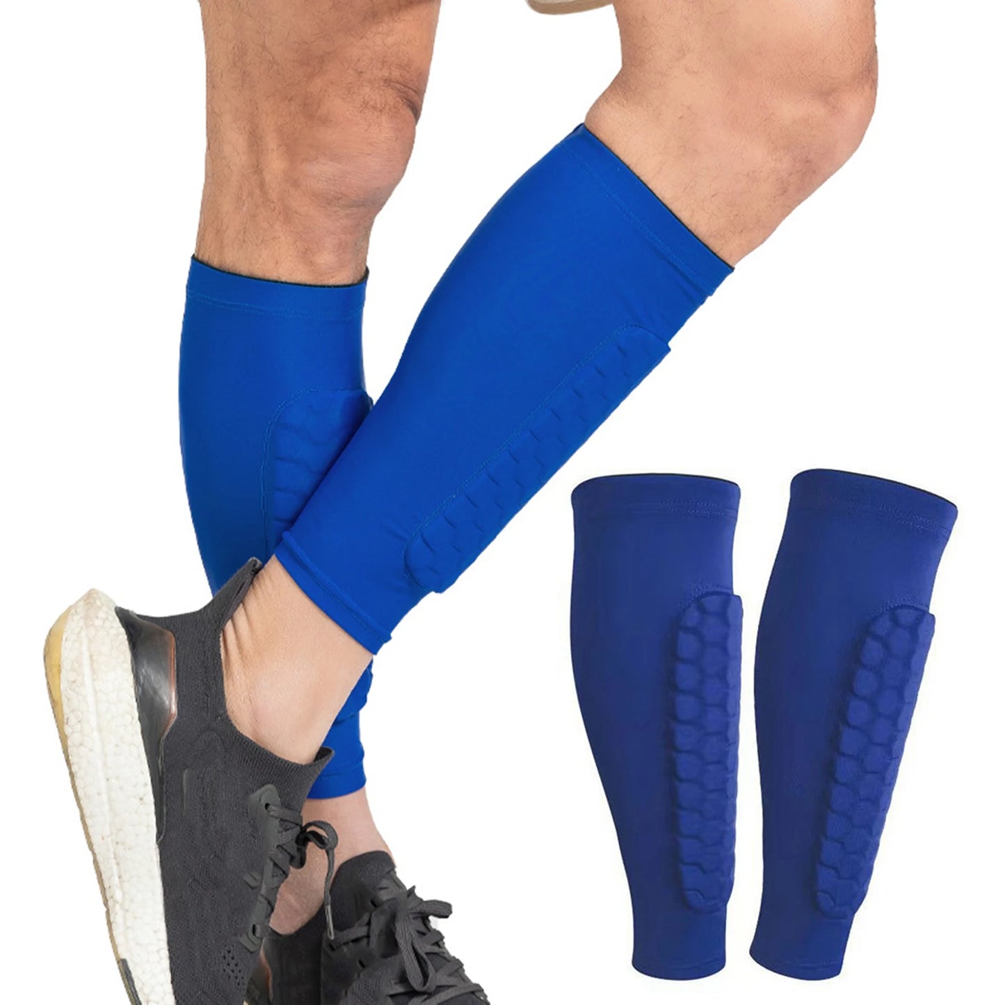 2 uds espinilleras fútbol baloncesto con acolchado de panal nailon transpirable Anti impacto protectores de piernas deportivos para niños adultos
