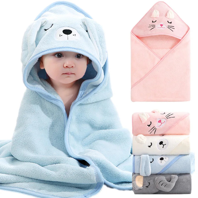 Toallas de Baño para Bebés con Diseño de Animales de Dibujos Animados, Toalla con Capucha Suave para Recién Nacidos, Bata de Baño para Niños Pequeños, Envoltura Cálida para Dormir para Niños y Niñas