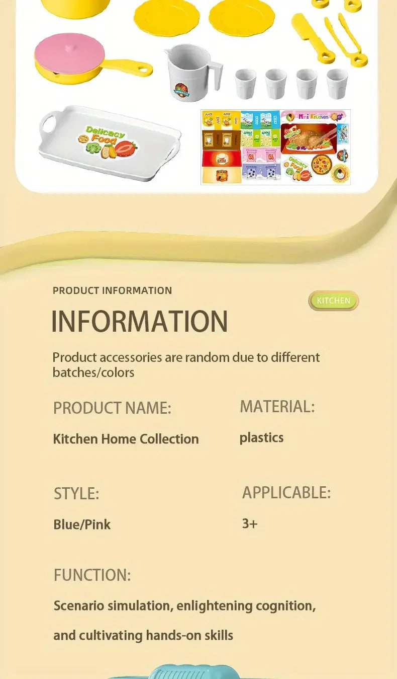 Mini juego de mostrador de cocina DIY, vajilla de comida de cocina simulada, juego de rol para casa, juego de simulación, juguete para regalo para chico y niño