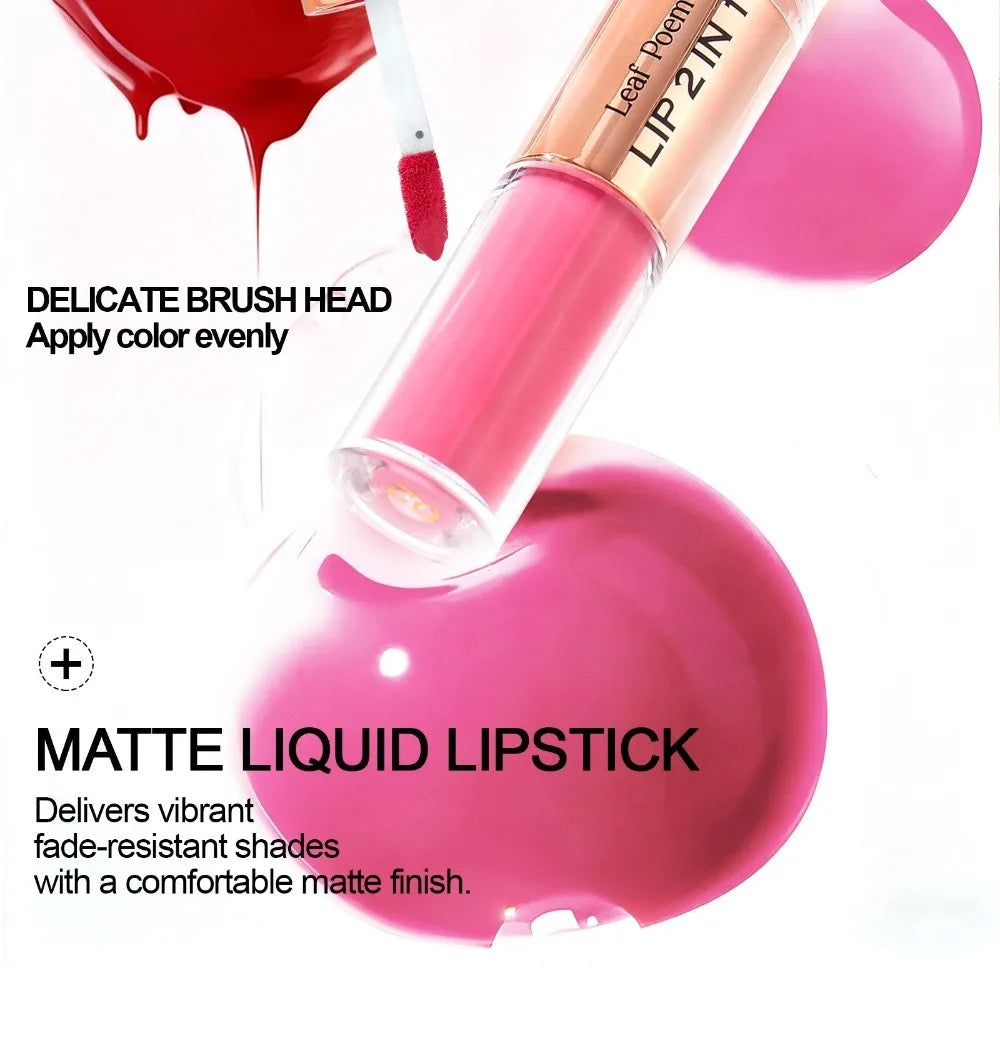 Delineador de Labios 2 en 1 de Doble Punta, Acabado Mate, Antiadherente, Resistente al Agua, Punta Cónica, Delineador de Labios de Larga Duración con Efecto Degradado