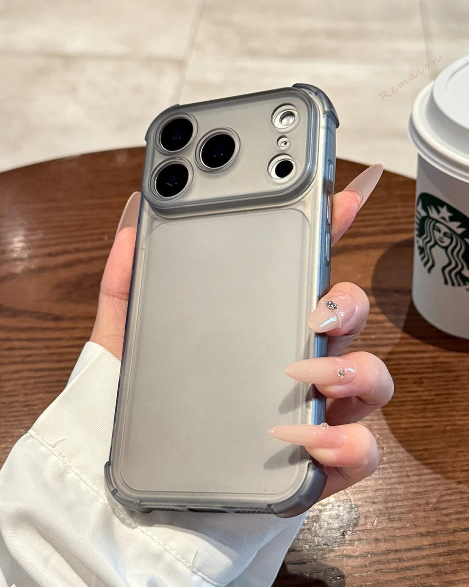 Bonita funda de teléfono transparente mate para iPhone 17 Air 16E 14 15 16 11 12 13 Pro Max Plus X XS MAX XR, funda protectora a prueba de golpes