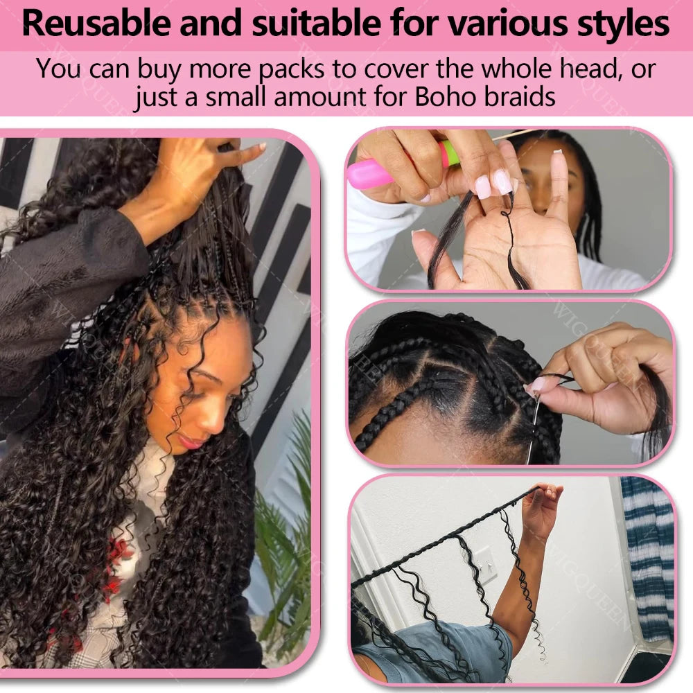 10A Micro bucle Invisible pequeñas espirales rizado crochet cabello humano sin nudos preseparado rizado pluma extensiones de cabello de ganchillo