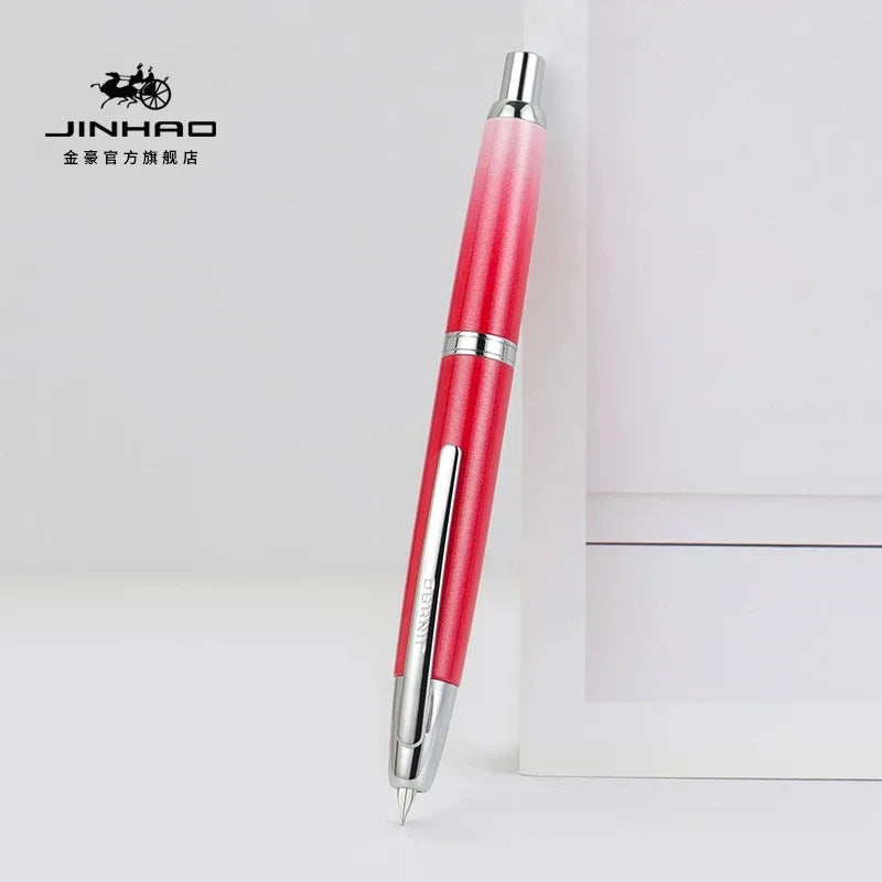 JINHAO 10 pluma estilográfica de prensa, punta retráctil EF/F de Metal con Clip, convertidor de pluma de tinta para escribir, suministros escolares, papelería PK A1 A2